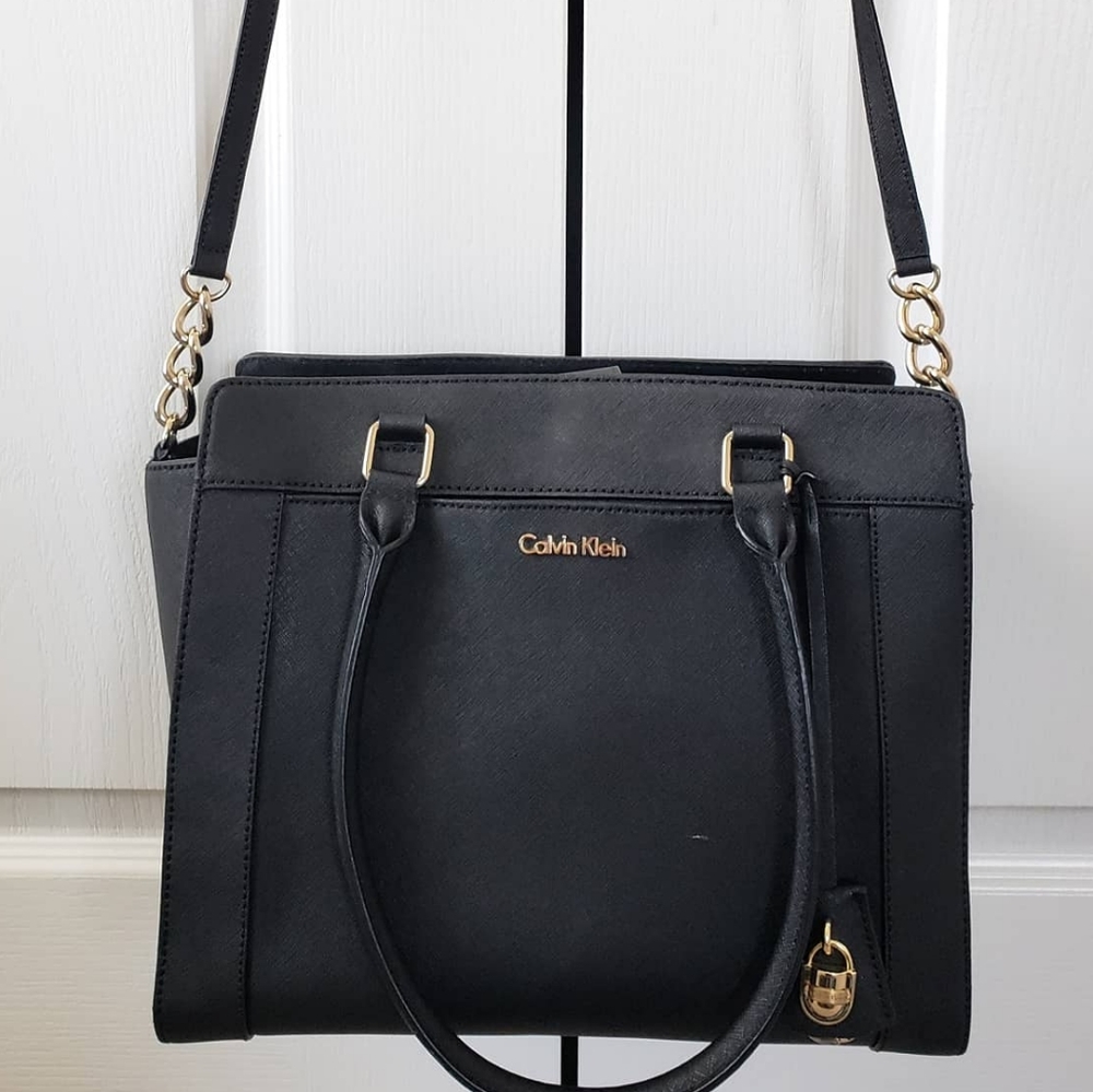 Calvin Klein Black Saffiano Handbag Purse